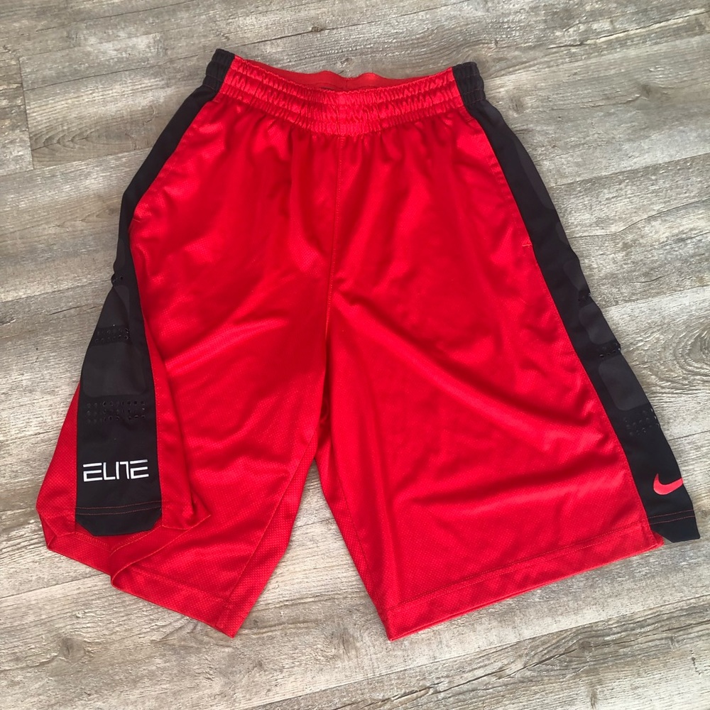 Nike Elite Basketball Shorts Red Black Training Dri Fit Technology Size Medium